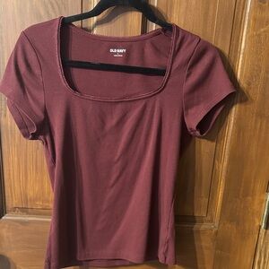 Old Navy Women's Maroon Short Sleeve Tee